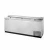 Alt Tag: True Manufacturing 80-Inch Solid Slide Lid Deep Well Cooler horizontal bottle cooler with stainless steel finish and sliding lids