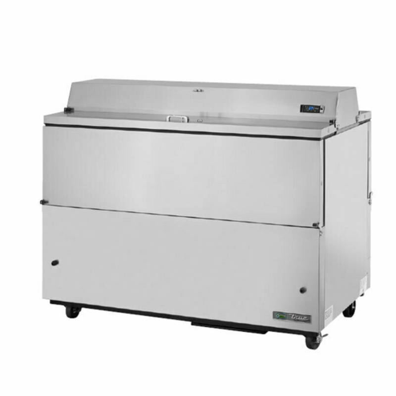 True Manufacturing TMC-58-S-DS-SS-HC 58" Dual Sided Stainless Steel Milk Cooler, dual-access stainless milk cooler cabinet