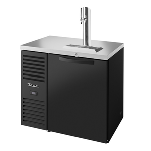 True Refrigeration TDR36-RISZ1-L-B-S-1 36" Outdoor Single Zone Draft Beer Cooler black stainless kegerator with tap tower