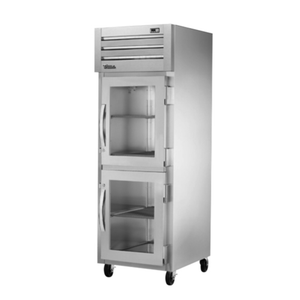 Alt Tag: True Spec Series 27.5-inch Reach-In Freezer with Glass Half-Doors stainless steel commercial freezer with clear glass half doors