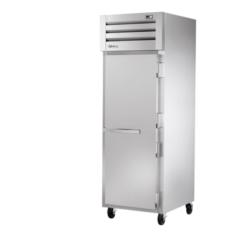 True Spec Series 27.5 Inch Reach-In Heated Holding Cabinet stainless steel commercial holding cabinet with single door on casters