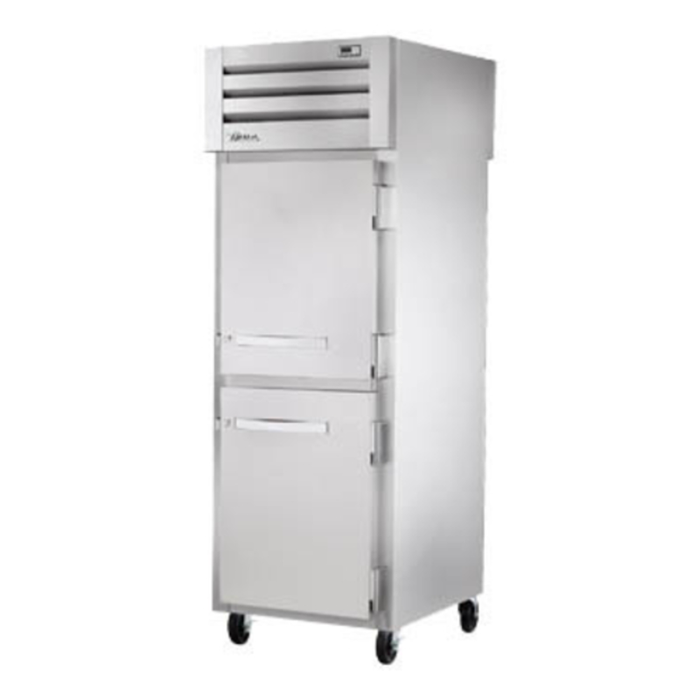 True STA1RPT-2HS-1S-HC 27.5-inch Spec Series Pass-Thru Refrigerator stainless commercial pass-thru unit with casters