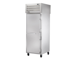 Alt Tag: True STG1HPT-1S-1S 27.5-Inch Spec Series Pass-Thru Heated Cabinet stainless steel commercial holding cabinet with solid door
