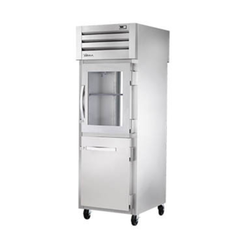 Alt Tag: True STG1RPT 27.5-inch Pass-Thru Single Section Combination Door Refrigerator stainless commercial reach-in unit