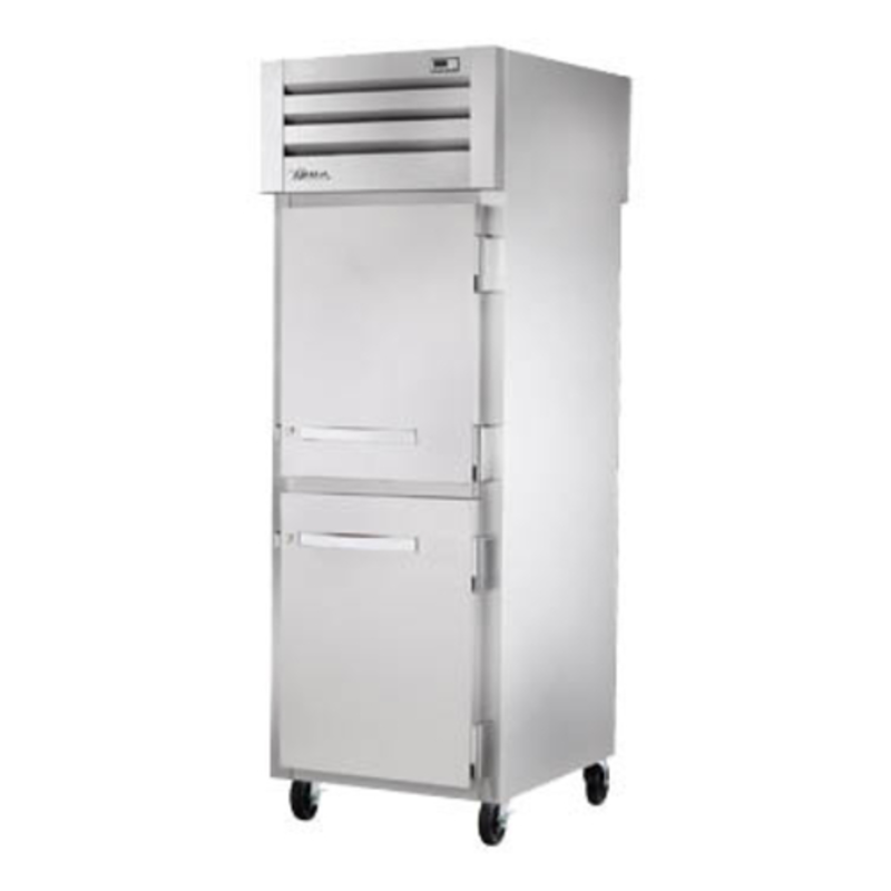 True STG1RPT-2HS-1S-HC 27.5-Inch Spec Series Pass-Thru Refrigerator, stainless steel commercial pass-thru reach-in on casters