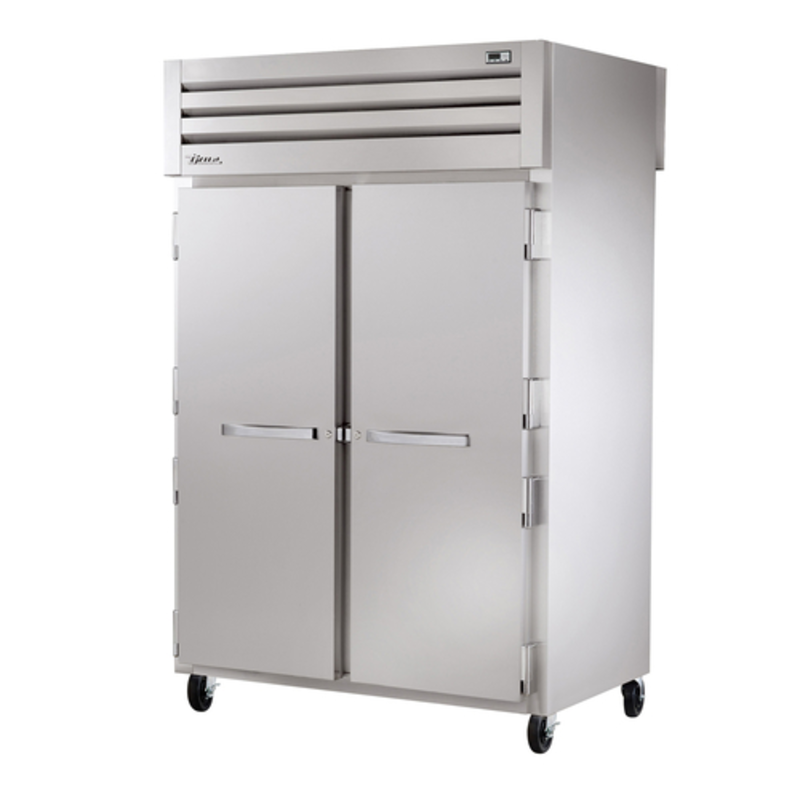 Alt Tag: True STG2HPT-2S-2S 52.63" Two Section Pass-Thru Heated Cabinet stainless steel commercial heated holding cabinet