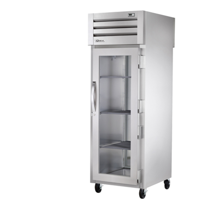 Alt Tag: True STR1HPT-1G-1S Spec Series 27.5-Inch Pass-Thru Heated Cabinet with glass door, stainless steel heated holding cabinet