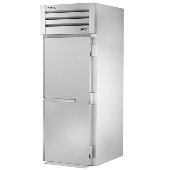 Alt Tag: True STR1HRI89-1S Electric Roll-In Heated Cabinet for 72" Racks stainless steel commercial heated cabinet front view