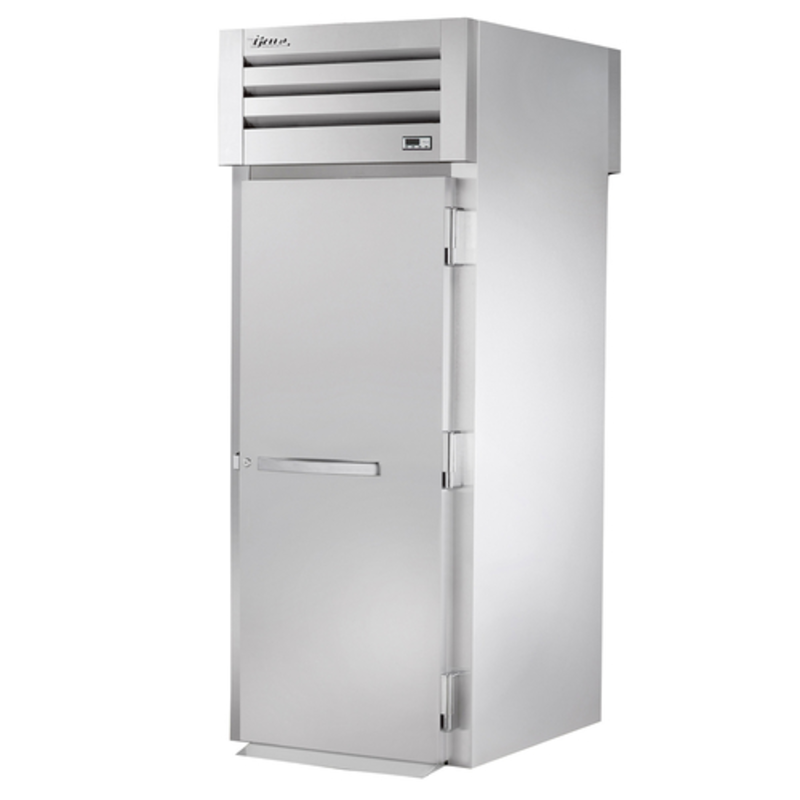 Alt Tag: True STR1HRT-1S-1S 35-inch Roll-Thru Single Solid Door Heated Cabinet stainless steel commercial roll-thru hot holding cabinet