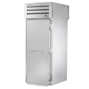 Alt Tag: True STR1HRT-1S-1S 35-inch Roll-Thru Single Solid Door Heated Cabinet stainless steel commercial roll-thru hot holding cabinet