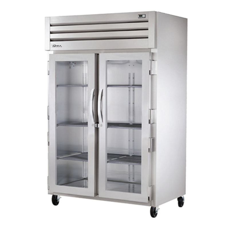 True Str2R-2G-Hc Two-Section Glass Door Refrigerator With Stainless Steel Finish And Glass Doors
