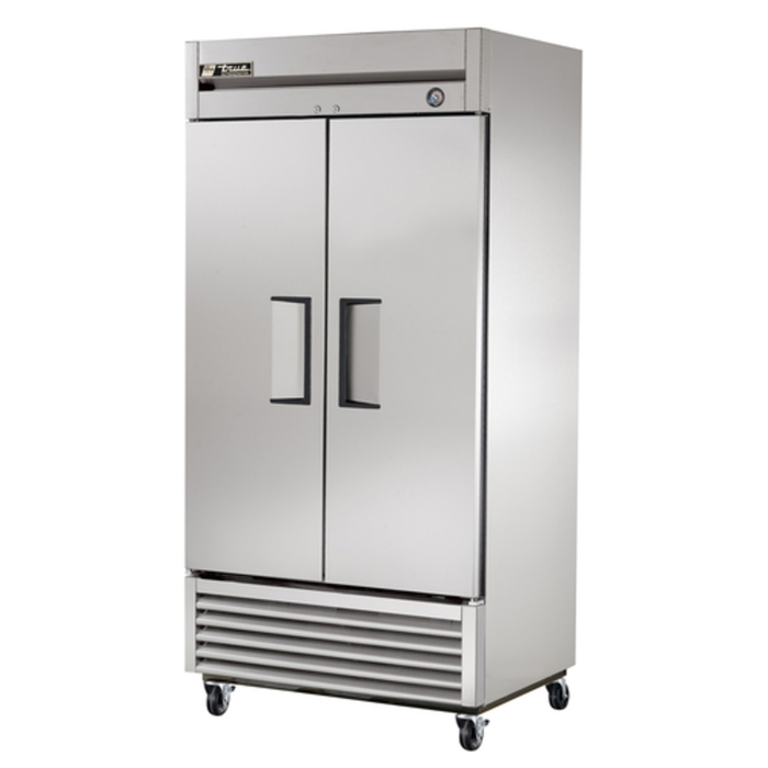 Alt Tag: True T-Series 39.5-inch Two-Section Solid Door Reach-In Refrigerator stainless steel commercial two-door reach-in refrigerator