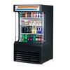 Alt Tag: True TAC-14GS-LD 30.25 inch Vertical Air Curtain Merchandiser Refrigerator open-front display cooler for packaged drinks and snacks