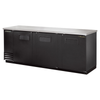 True TBB-4-HC Refrigerated Back Bar Cooler In Black With Stainless Steel Top, Ideal For Bars And Cafes.