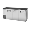 72-Inch Back Bar Cooler With Three Solid Doors And Sleek Stainless Steel Exterior