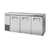 72 Inch Back Bar Refrigerator With Three Solid Swing Doors And Stainless Steel Exterior
