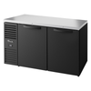 True 60-Inch Two-Door Outdoor Back Bar Cooler Refrigerator With Black Finish And Stainless Steel Top