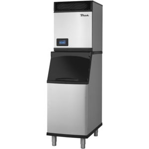 True 640 lbs. Air-Cooled Half Cube Modular Ice Maker stainless steel commercial modular ice machine with bin, front view