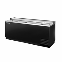 Alt Tag: True TD-80-30-HC 80-Inch Deep Well Horizontal Bottle Cooler with stainless steel countertop and sliding lids