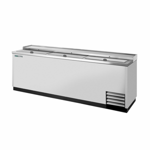 Alt Tag: True TD-95-38-S-HC 95-3/8" Stainless Steel Slide Lid Bottle Cooler deep well horizontal bar cooler with solid sliding lids