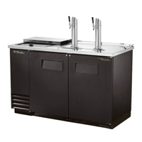 Alt Tag: True TDD-2CT-HC 59-Inch Two Door Direct Draw Beer Dispenser with dual beer taps, two swing doors, black bar keg cooler