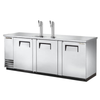 Alt Tag: True TDD-4-S-HC 90-3/8" Four Keg Solid Swing Door Draft Beer Cooler with dual draft towers and stainless steel direct draw dispenser