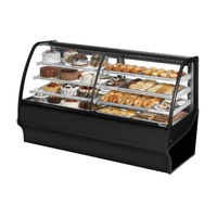 Alt Tag: True TDM-DZ-77 77 1/4" Dual Zone Refrigerated Display Merchandiser Case curved glass bakery deli display with LED lighting