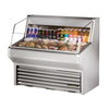 Alt Tag: True 48-inch Horizontal Open Air Curtain Refrigerated Display Merchandiser with grab-and-go drinks and packaged sandwiches