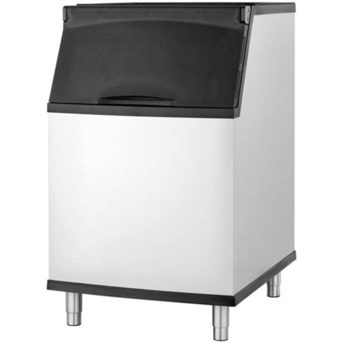 True TIB-530 450 lbs. Capacity Slope Front Ice Storage Bin commercial ice bin with slope front black lid and aluminum exterior