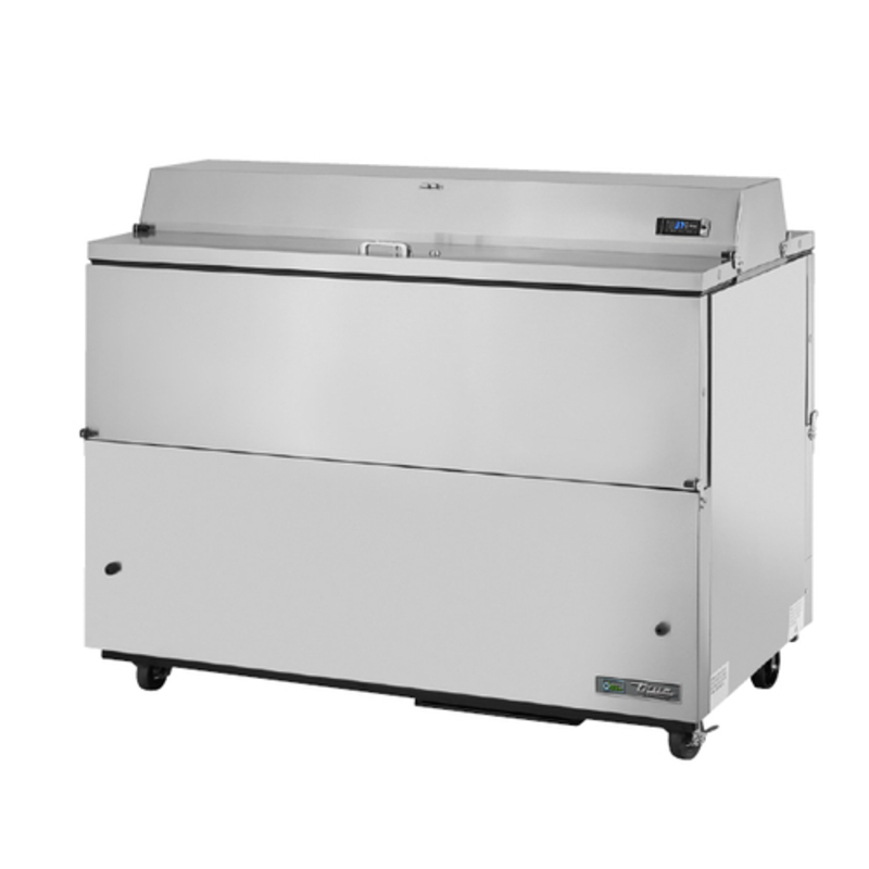 True TMC-58-S-DS-HC 58" Dual-Sided Stainless Steel Milk Cooler, dual-sided access commercial cafeteria milk cooler station