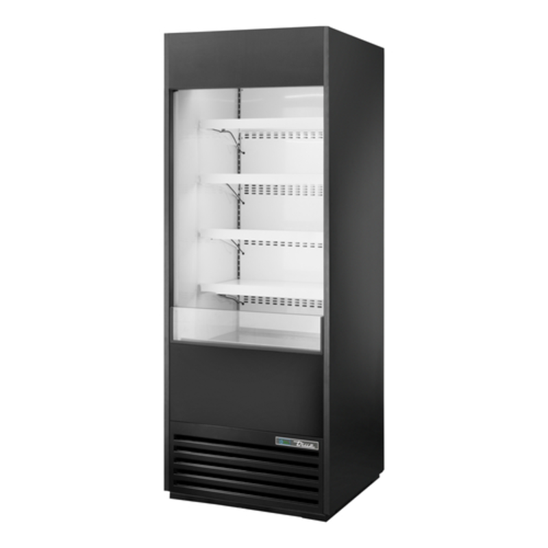 Alt Tag: True TOAM-30-HC~NSL01 30" Open Air Merchandiser Grab-and-Go Refrigerator with open front display and adjustable shelves