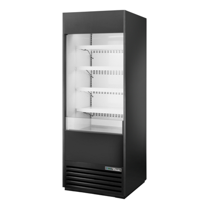 Alt Tag: True TOAM-30-HC~NSL01 30" Open Air Merchandiser Grab-and-Go Refrigerator with open front display and adjustable shelves