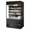 Alt Tag: True TOAM-48GS-HC~NSL01 48" Open Air Glass Sided Refrigerated Merchandiser open front display case for drinks and grab-and-go
