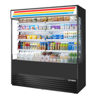 Alt Tag: True 72-Inch Wide Glass Sided Self-Contained Open Air Display Merchandiser glass-sided open front cooler with grab-and-go drinks
