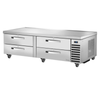 True 72-Inch Refrigerated Chef Base Equipment Stand With Stainless Steel Surface And Four Drawers