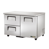 True 48" Undercounter Two Drawer Refrigerator With Stainless Steel Finish For Commercial Kitchens