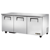 True TUC-72-HC 72-Inch Undercounter Reach-In Refrigerator With Three Solid Doors