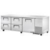 True 93 1/4" Deep Undercounter Refrigerator Cooler With Four Drawers And Durable Stainless Steel Design