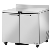 True TWT-36-HC 36-inch Worktop Refrigerated Counter for Commercial Kitchens stainless steel two-door prep counter refrigerator