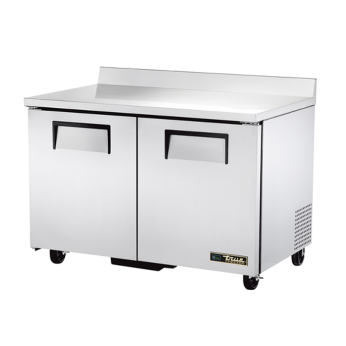 Alt Tag: True 48-Inch Stainless Steel Two-Door Freezer Worktop Counter stainless steel commercial worktop freezer with two doors