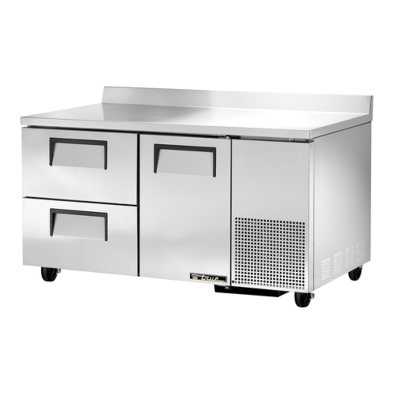 Alt Tag: True TWT-60-32D-2-HC 60-1/4 Inch Deep Worktop Refrigerated Counter stainless steel 2-drawer commercial kitchen unit