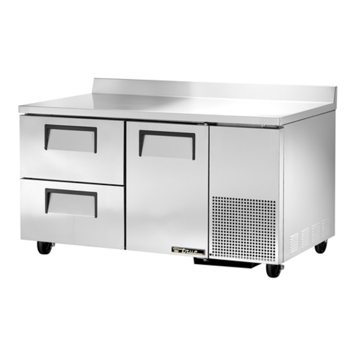 Alt Tag: True TWT-60-32D-2-HC 60-1/4 Inch Deep Worktop Refrigerated Counter stainless steel 2-drawer commercial kitchen unit
