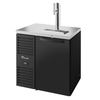 Alt Tag: True USA Foodservice 32" Black Steel Outdoor Draft Beer Cooler with tap tower, black steel cabinet and stainless top