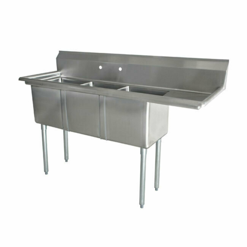 Commercial Three Compartment Pot Sink Designed For High-Volume Warewashing In Foodservice Environments