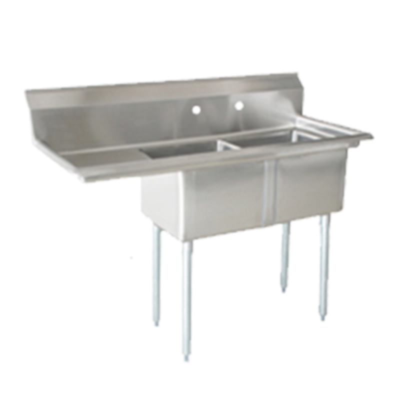 Stainless Steel Pot Sink With Two Compartments For Commercial Kitchen Use