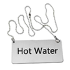 Omcan 80135 Stainless Steel Hot Water Beverage Sign with Chain for clear identification at beverage stations.
