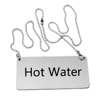 Omcan 80135 Stainless Steel Hot Water Beverage Sign with Chain for clear identification at beverage stations.