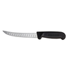 Alt Tag: OMCAN 11819 Granton Edge Curved Blade Boning Knife with Black Handle, 6-inch curved blade for precise deboning