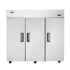 Atosa MBF8003GR Three-Section Reach-In Freezer With Stainless Steel Exterior And Top-Mounted Design