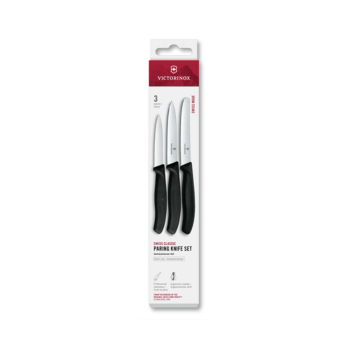 Victorinox 6.7113.34 3-Piece Paring & Utility Knife Set Black
